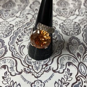 Citrine & Faux Diamond Cocktail Ring